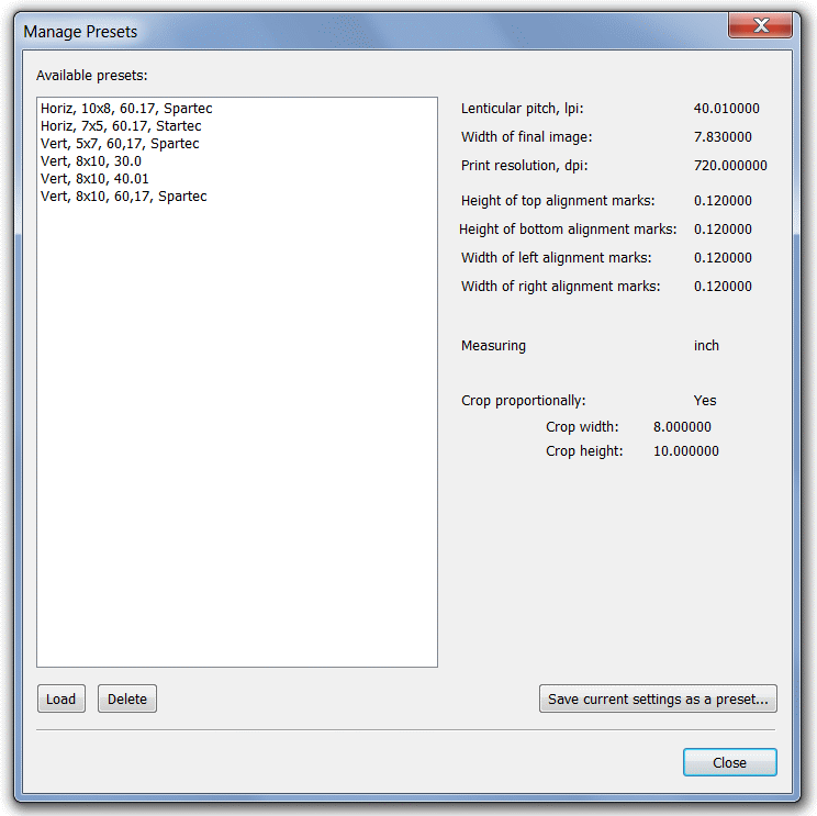 Manage Presets